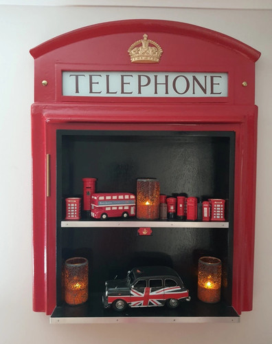 Red telephone box booth kiosk - red,